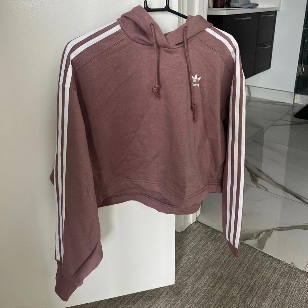Adidas Mauve Cropped Hoodie